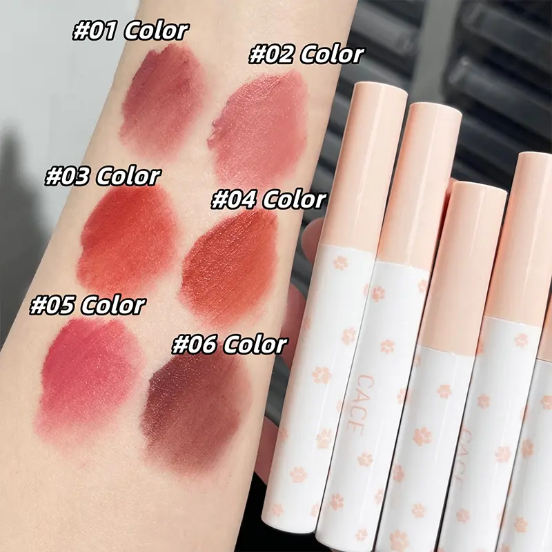 Airy Matte Liquid Lipstick Waterproof Long Lasting Velvet Lip Gloss Non-Stick Cup Nude Lip Mud Brown Pink Lip Tint Cosmetics Set