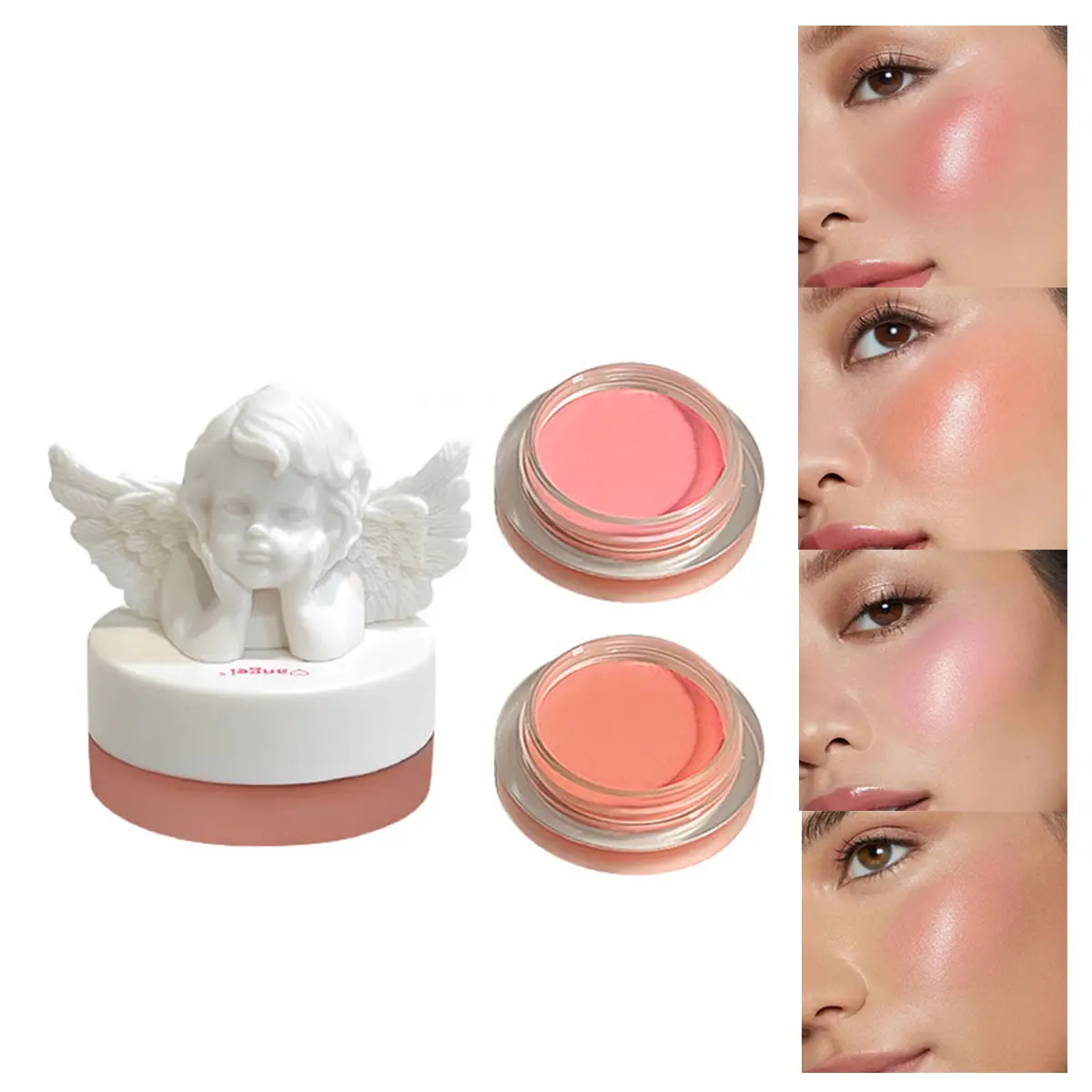 SENSORY PARTY Angel Blush Cream Mousse Texture Matte Natural Radiance Long Lasting Vegan Highlighter Contour Makeup