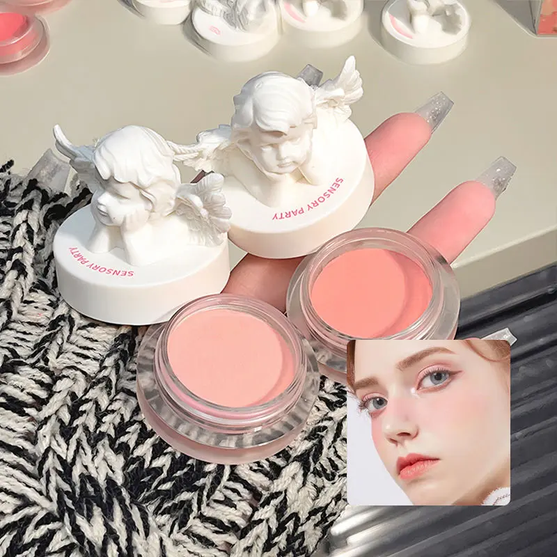 SENSORY PARTY Angel Blush Cream Mousse Texture Matte Natural Radiance Long Lasting Vegan Highlighter Contour Makeup