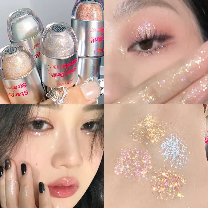4pcs/1pcs Liquid Eyeshadow Pearlescent Glitter Long Lasting Waterproof Liquid Eyeshadow Quick-drying Glitter Shimmer Eye Makeup