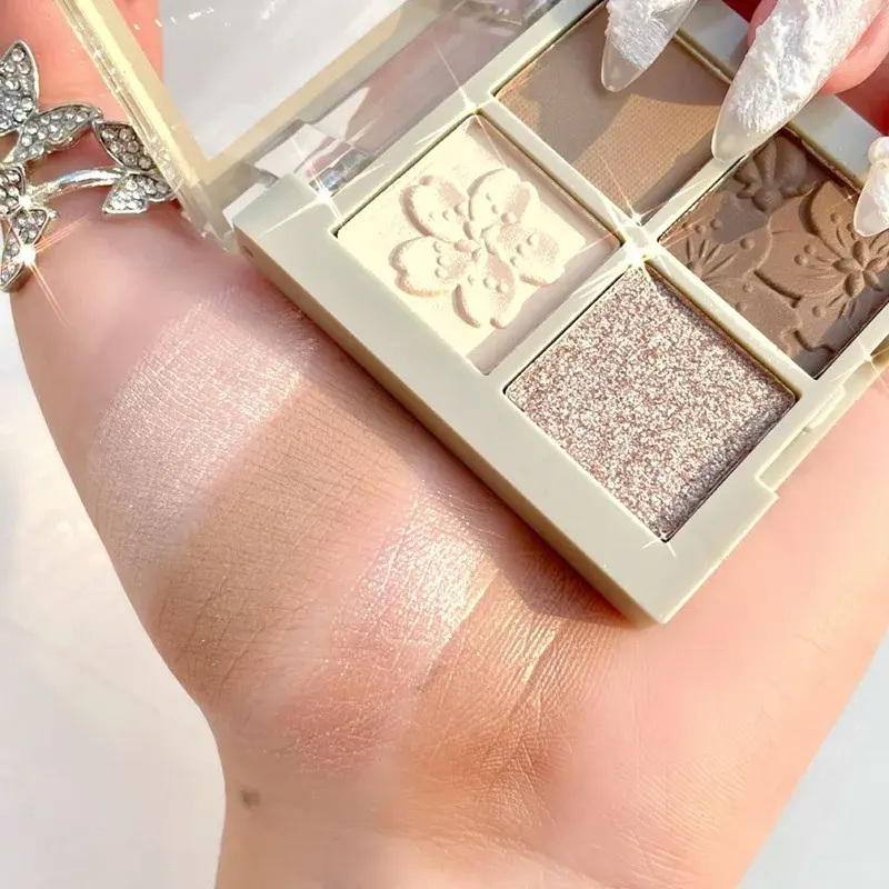 4 Colors Glitter Eyeshadow Palette Pearlescent Matte Earth Color Acrylic Eye Shadows Palette Waterproof Korean Makeup Cosmetics