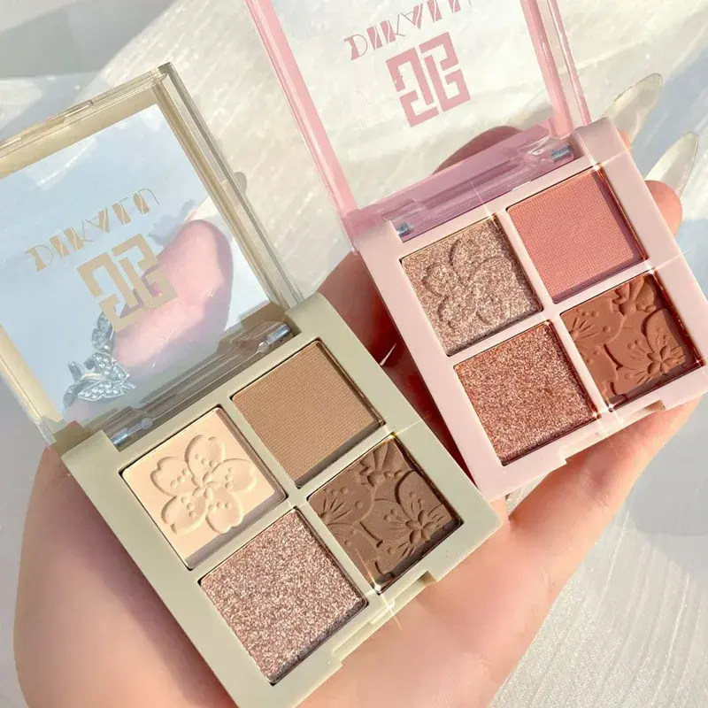 4 Colors Glitter Eyeshadow Palette Pearlescent Matte Earth Color Acrylic Eye Shadows Palette Waterproof Korean Makeup Cosmetics
