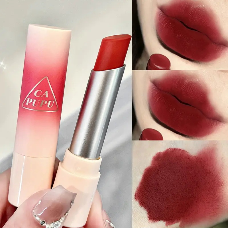 Matte Velvet Nude Brown Lipstick Makeup Waterproof Velvet Lip Stick Easy To Wear Lasting Matte Nude Lip Gloss Non-stick Cosmetic