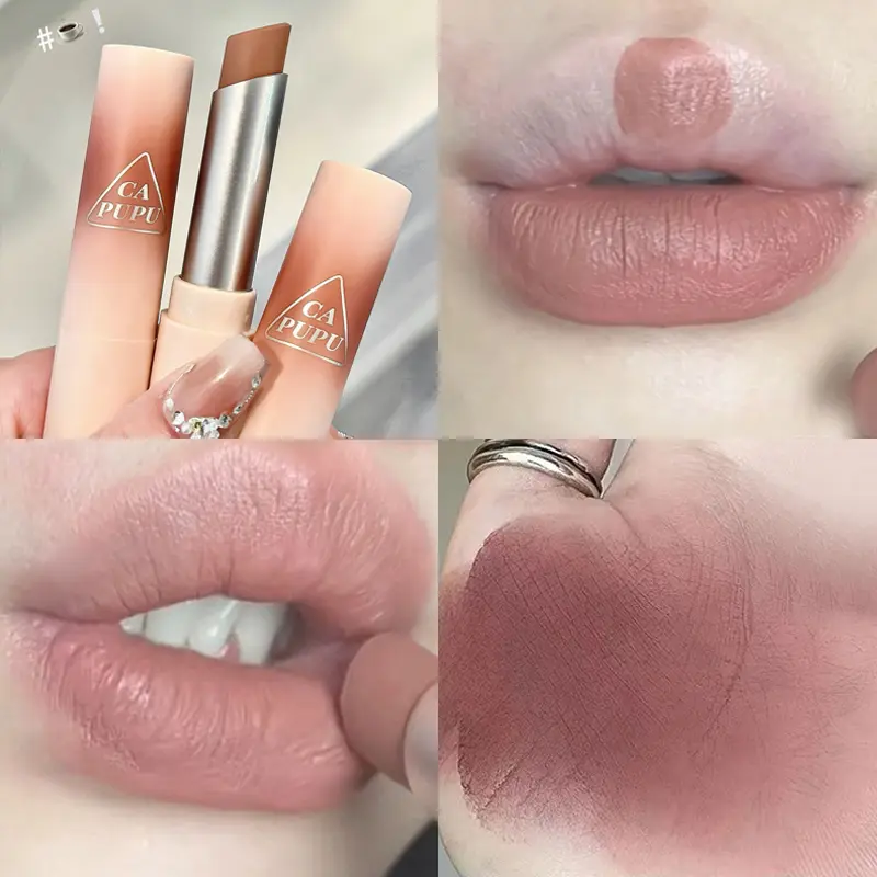 Matte Velvet Nude Brown Lipstick Makeup Waterproof Velvet Lip Stick Easy To Wear Lasting Matte Nude Lip Gloss Non-stick Cosmetic