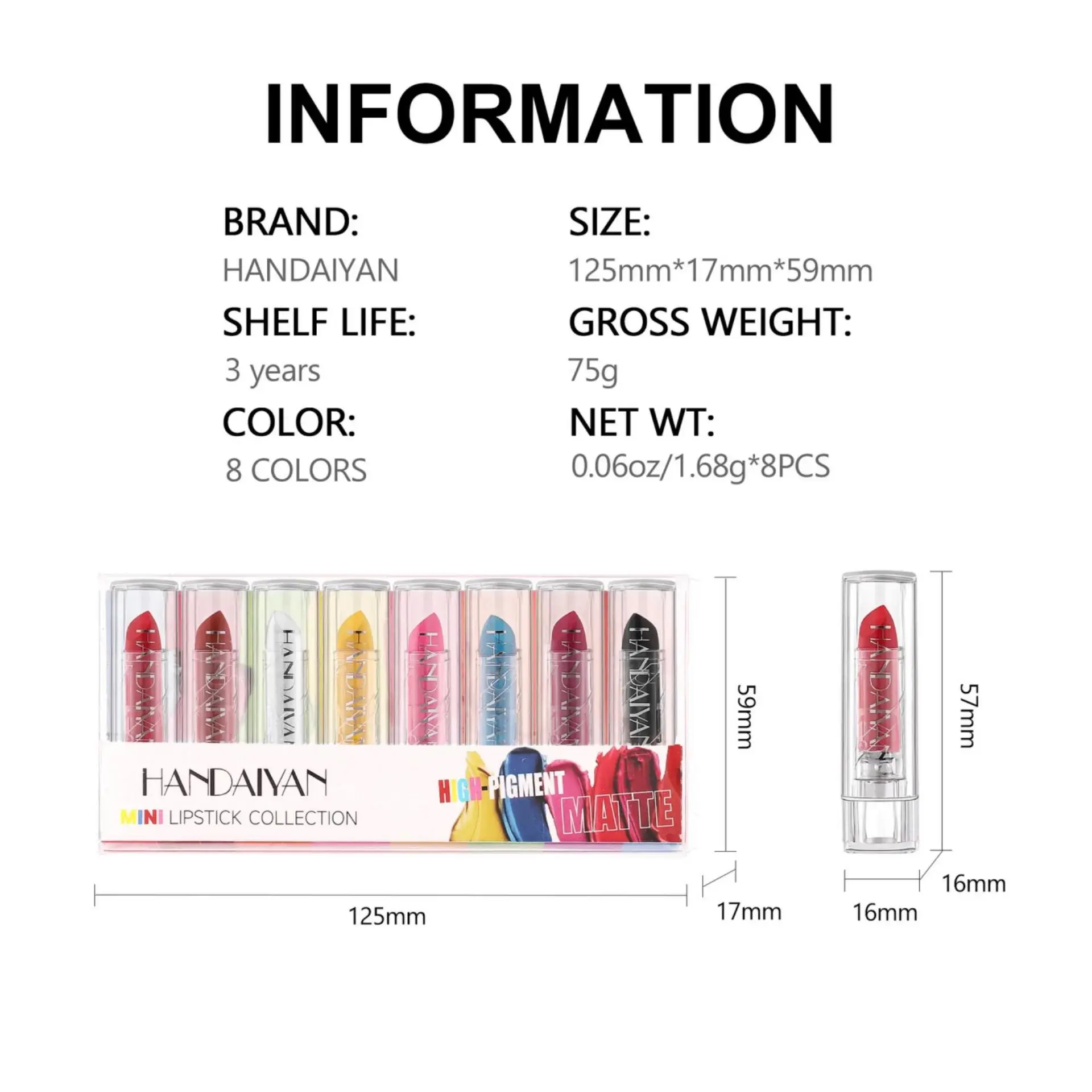 8PCS Halloween Matte Lipstick Set Vampire Black Yellow Velvet Long Lasting Waterproof Lip Makeup for Face Body Art