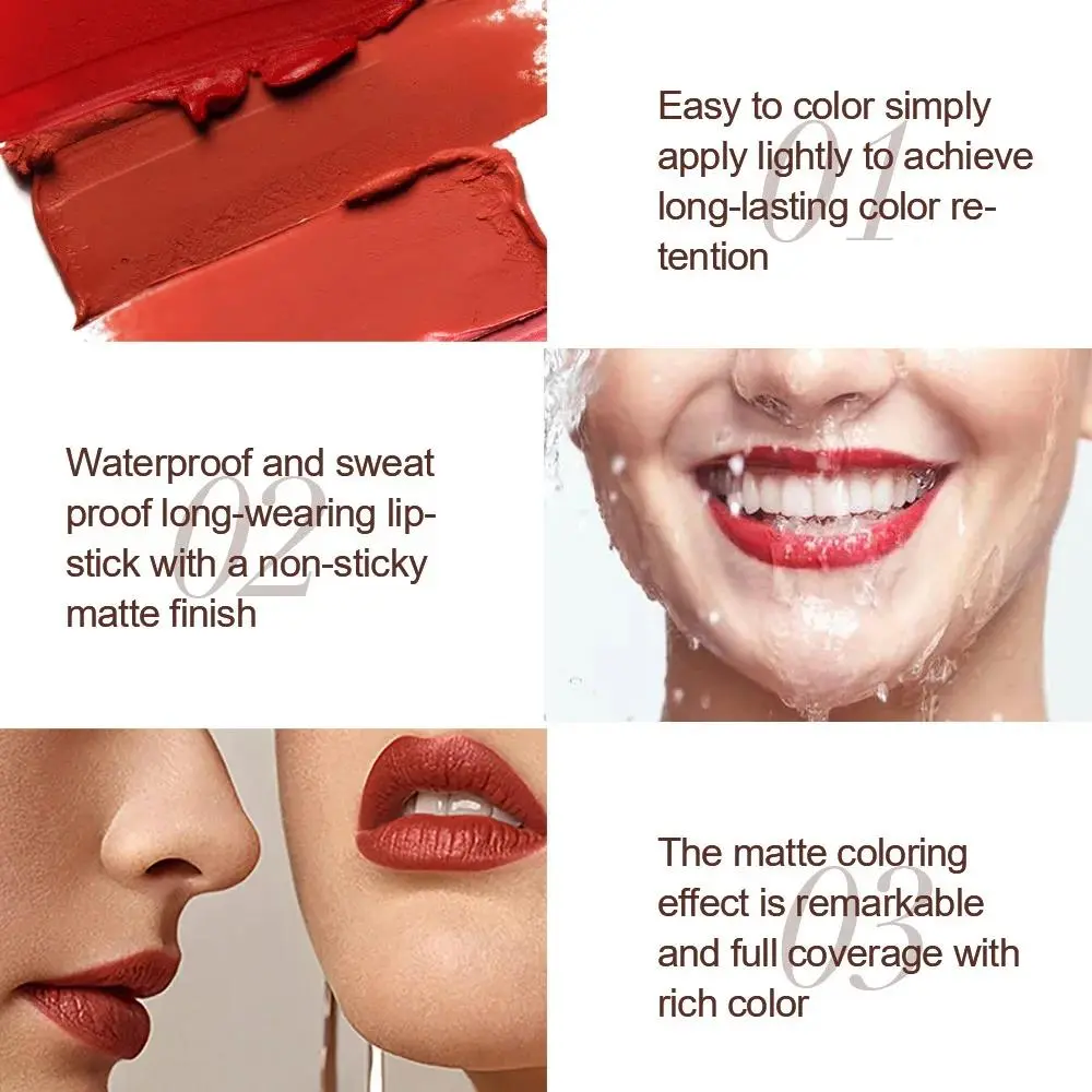Velvet Matte Lipstick 6 Colors Set Long Wear Waterproof Lip Balm Makeup Kit Highly Pigmented Smooth Finish