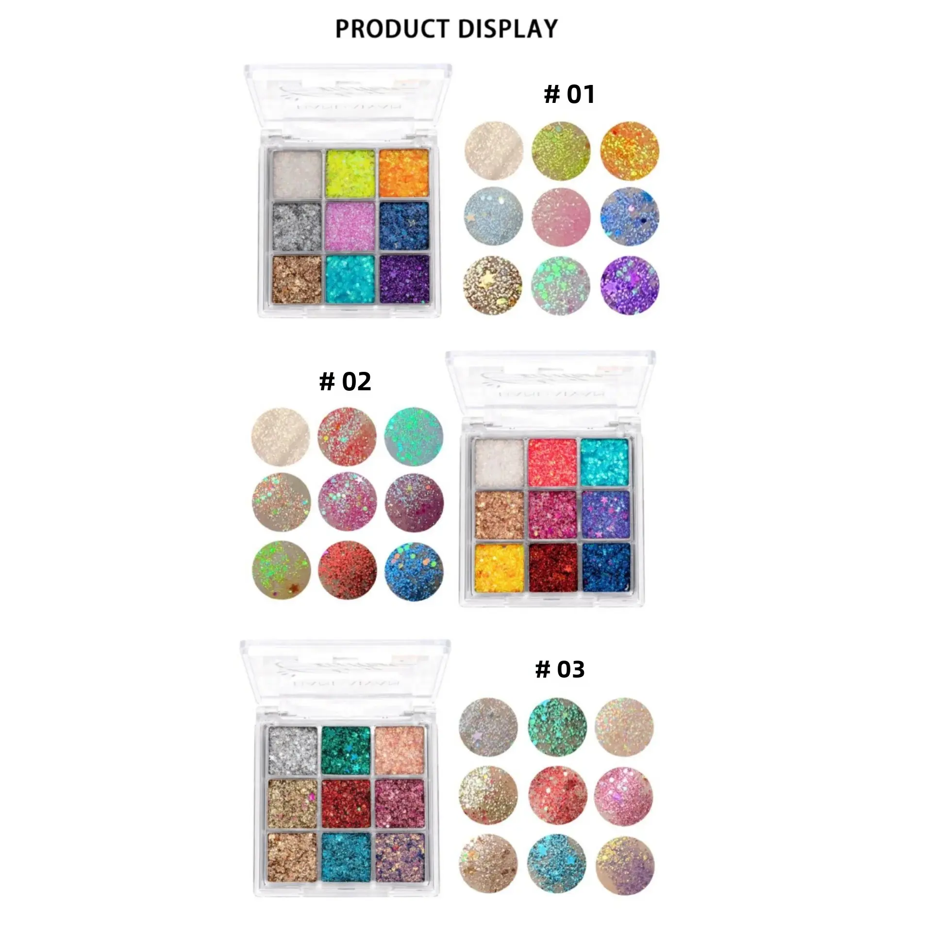 Professional 9 Color Glitter Eyeshadow Palette Gold Blue Yellow Hues Party Cosplay Makeup Cruelty Free Vegan Formula