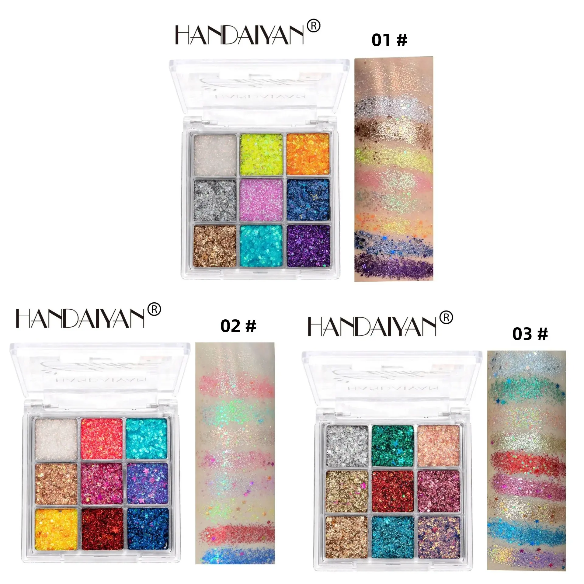 Professional 9 Color Glitter Eyeshadow Palette Gold Blue Yellow Hues Party Cosplay Makeup Cruelty Free Vegan Formula