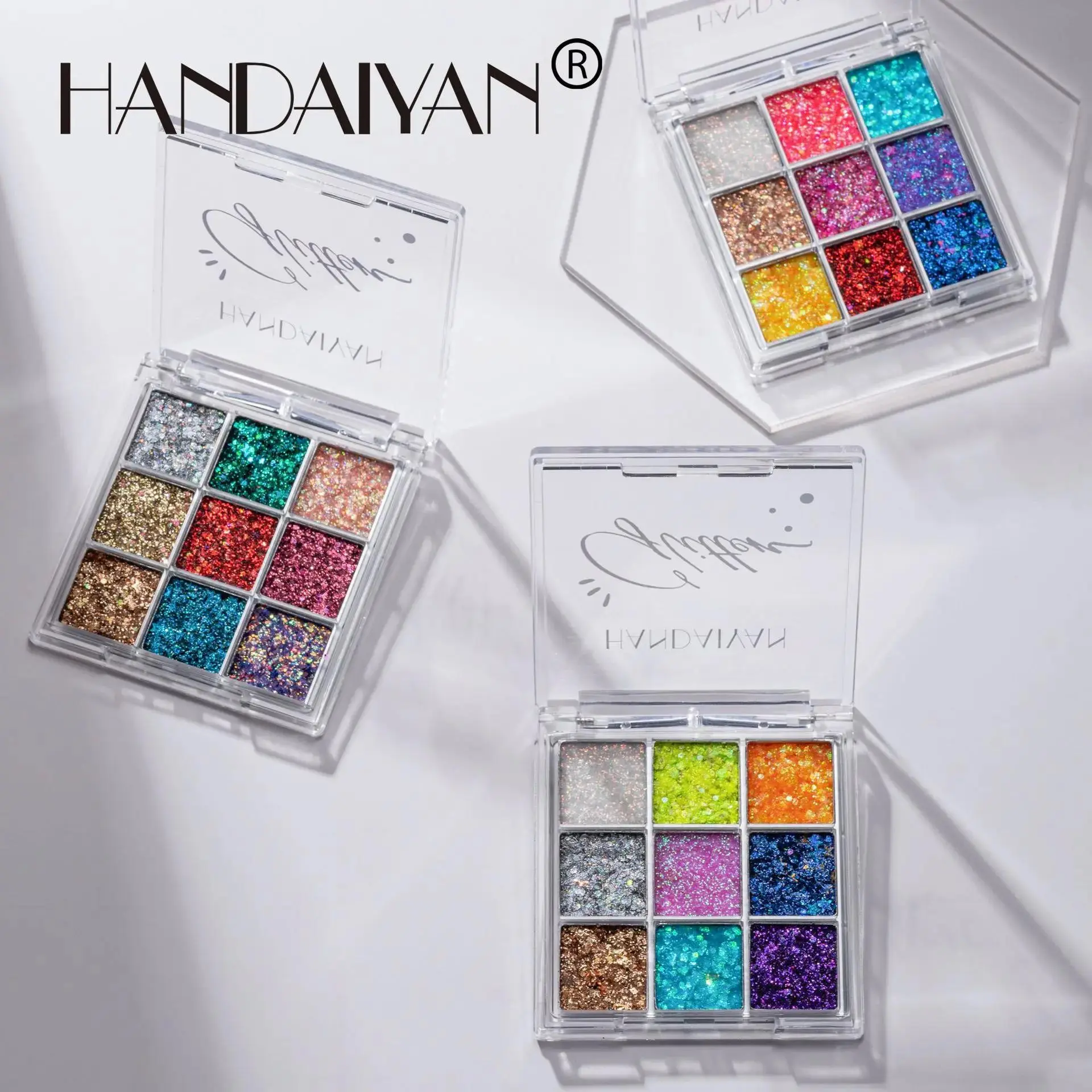 Professional 9 Color Glitter Eyeshadow Palette Gold Blue Yellow Hues Party Cosplay Makeup Cruelty Free Vegan Formula