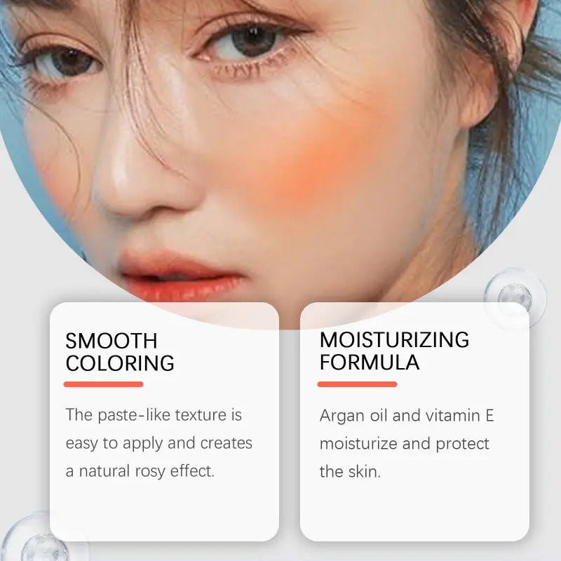 Orange Matte Face Blush Moisturize Smooth Natural Rouge Powder Nourishing Waterproof High Pigment Facial Cheek Makeup Cosmetics