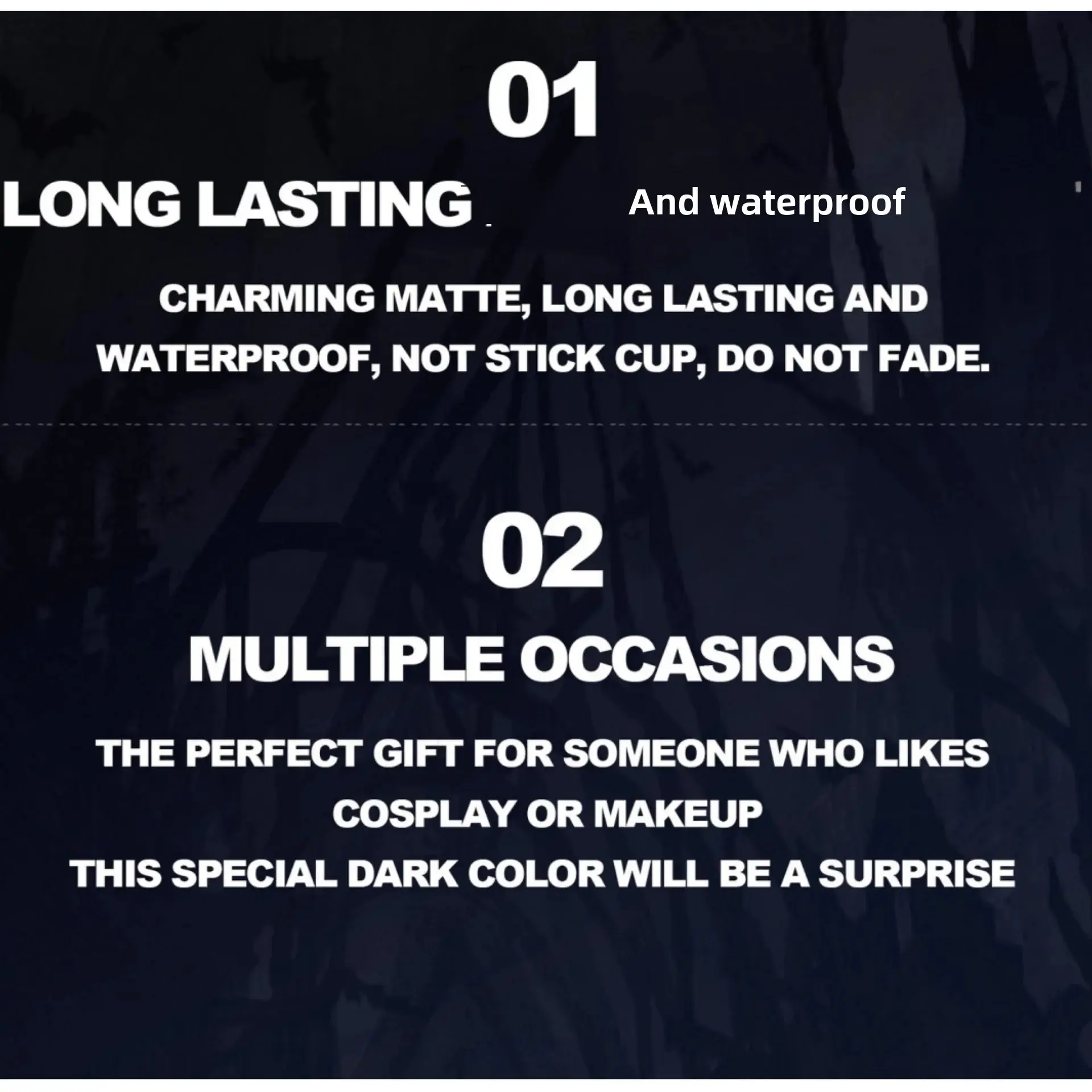 4-Piece Halloween Lip Gloss Set Non-Stick Cup Matte Vampire Lip Tint Black Purple Long-Lasting Lip Colors Cosplay Lip Glaze