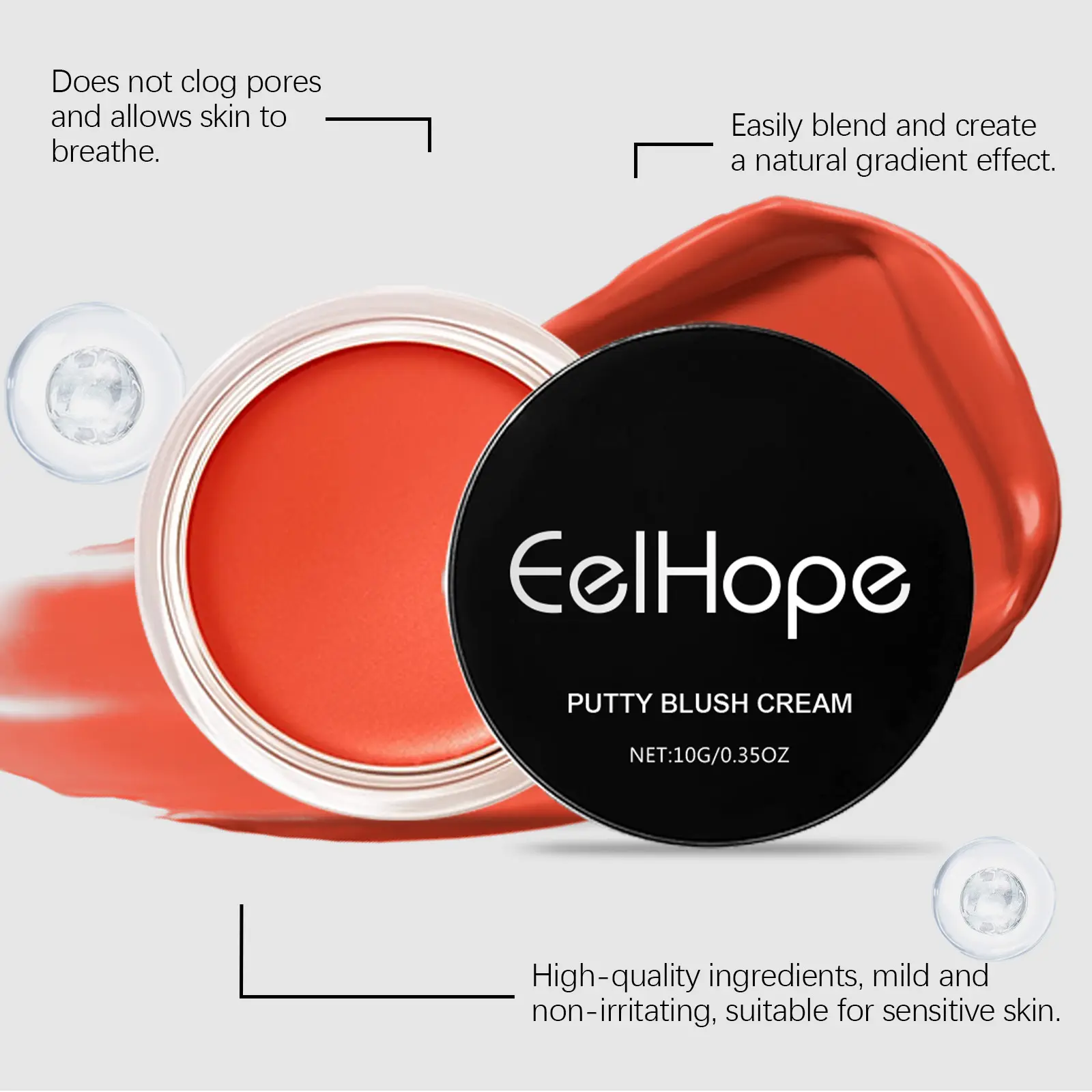 Orange Matte Face Blush Moisturize Smooth Natural Rouge Powder Nourishing Waterproof High Pigment Facial Cheek Makeup Cosmetics