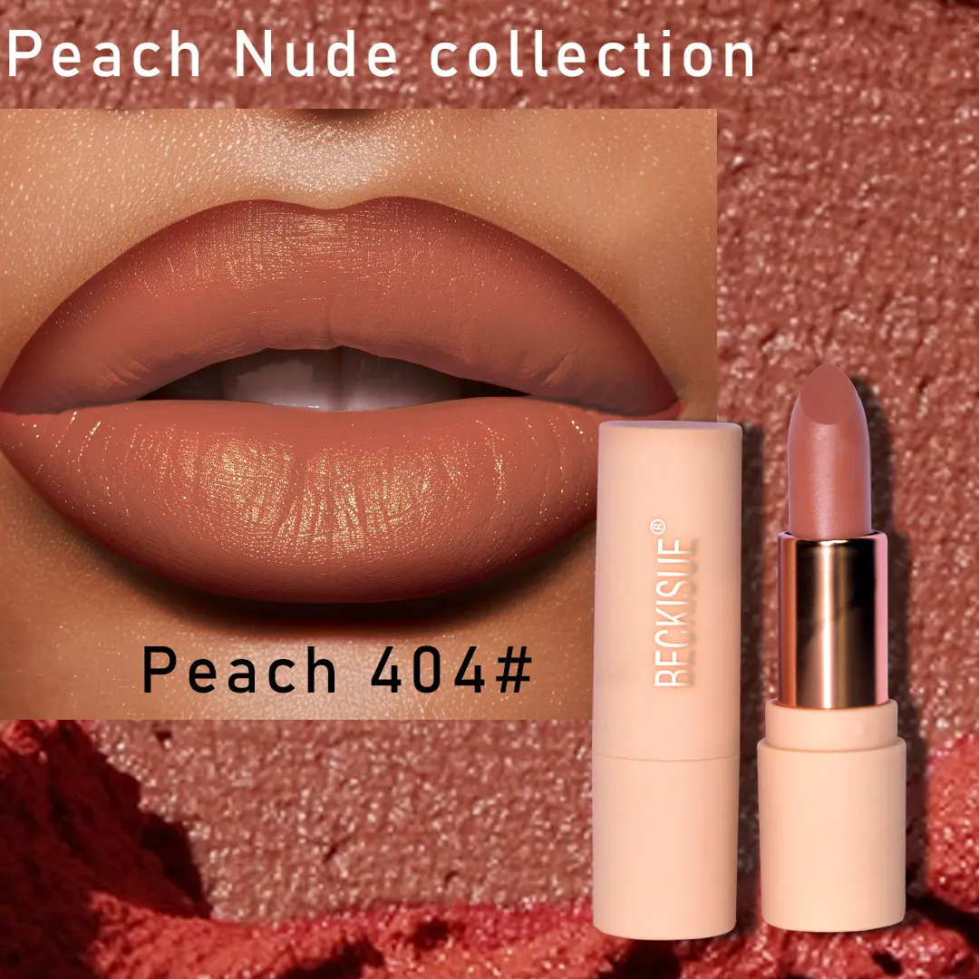Beckisue's new peach color, nude semi-matte silky matte lipstick, long-lasting waterproof and shiny, easy to color
