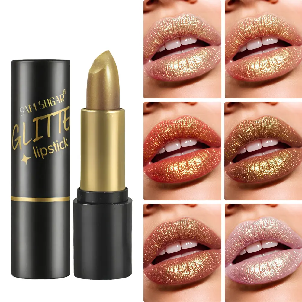 Diamond Glitter Lipstick Moisturizing Lasting Pink Sparkling Waterproof Lip Gloss Metallic Sexy Lipstick Lip Tint Lips Makeup