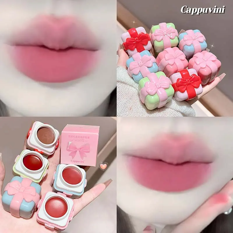 Cute Gift Box Small Jar Lip Mud Soft Mist Not Easy To Fade Lip Gloss Waterproof Lasting Matte Velvet Lipstick Korean Cosmetics