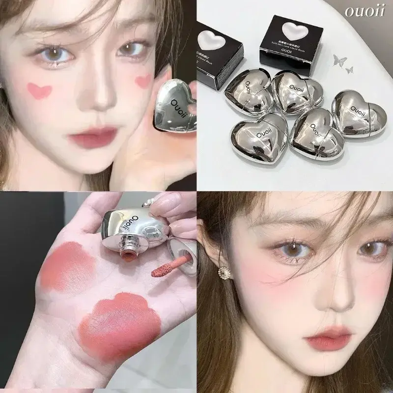 Strawberry Blush Stick Matte Silky Waterproof Pink Blush Cream Makeup Stick Moisturizing High Pigment 3in1 Lip Eye Cheek Tint