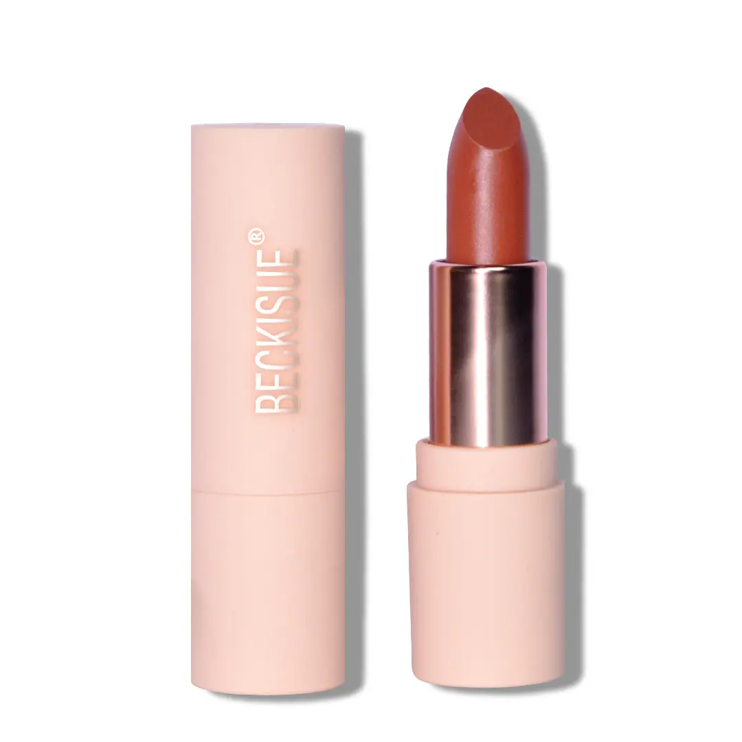 Beckisue's new peach color, nude semi-matte silky matte lipstick, long-lasting waterproof and shiny, easy to color