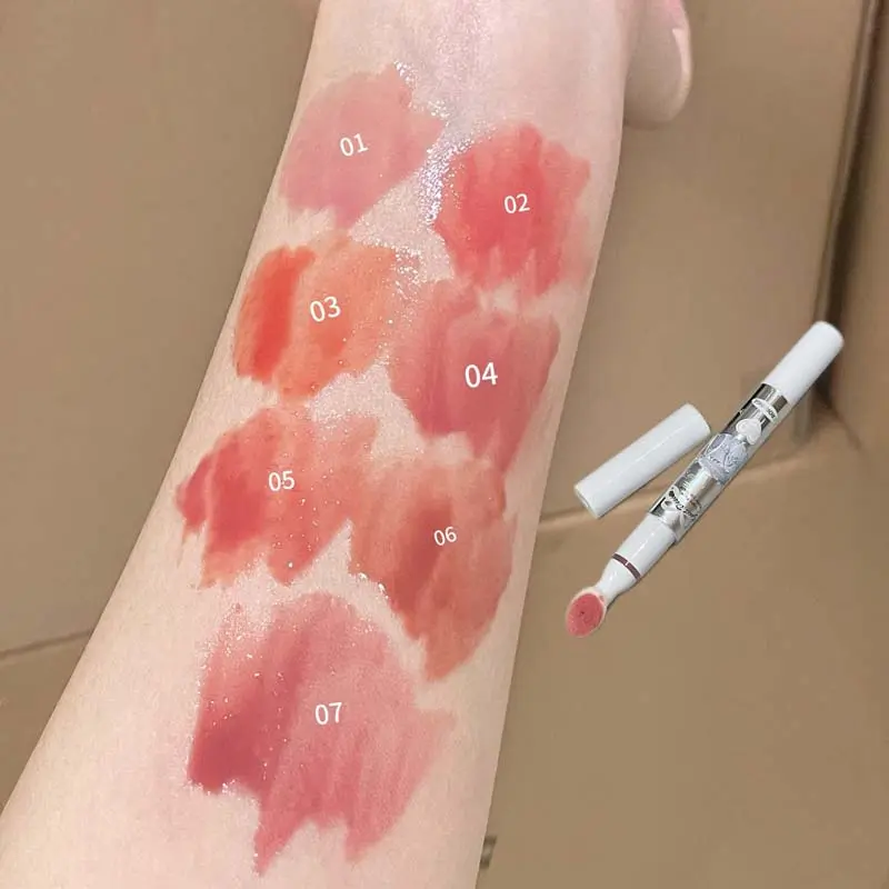 Watery Halo-dyeing Lip Gloss Non-Sticky Plumping Lips Tint Waterproof Lasting Mirror Glass Lip Glaze Sponge Head Liquid Lipstick