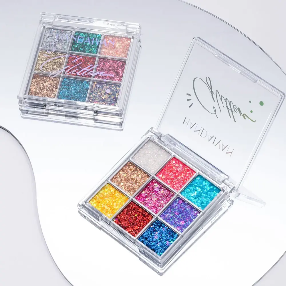 Sparkling Glitter Eyeshadow Palette Waterproof Big Sequins Shimmer Eyeshadow Gel Shiny Metallic Eyes Pigments Festival Makeup