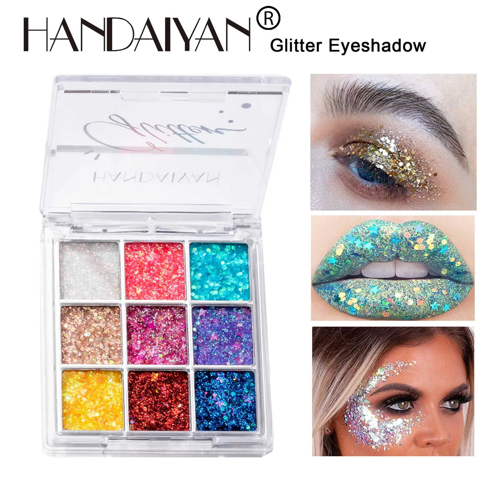 Sparkling Glitter Eyeshadow Palette Waterproof Big Sequins Shimmer Eyeshadow Gel Shiny Metallic Eyes Pigments Festival Makeup