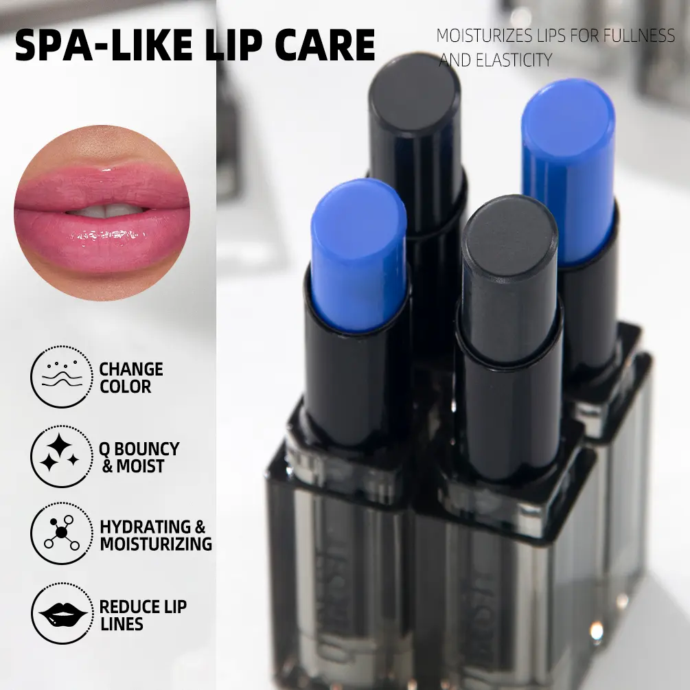 Blue To Pink Temperature Changing Lipstick Colored Lip Balm Moisturizing Lip Tint Long Lasting Waterproof Change Color Lipstick