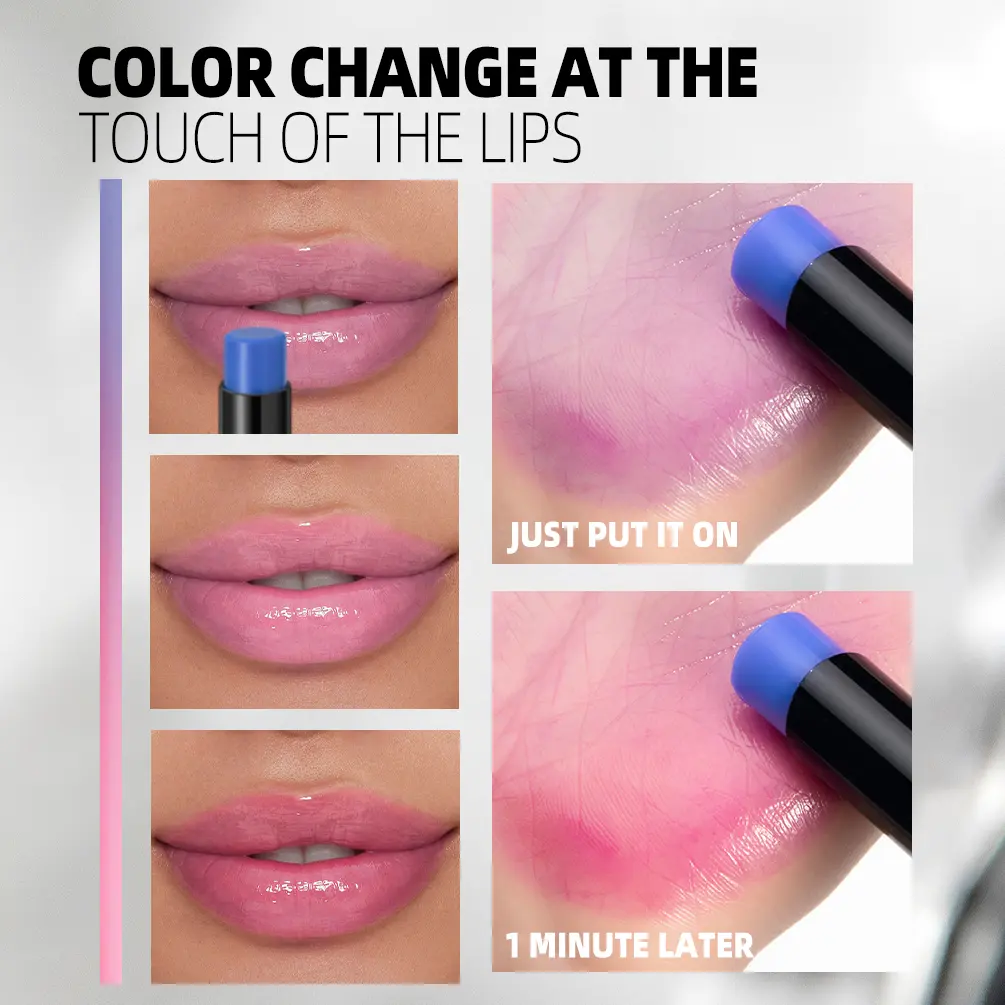 Blue To Pink Temperature Changing Lipstick Colored Lip Balm Moisturizing Lip Tint Long Lasting Waterproof Change Color Lipstick