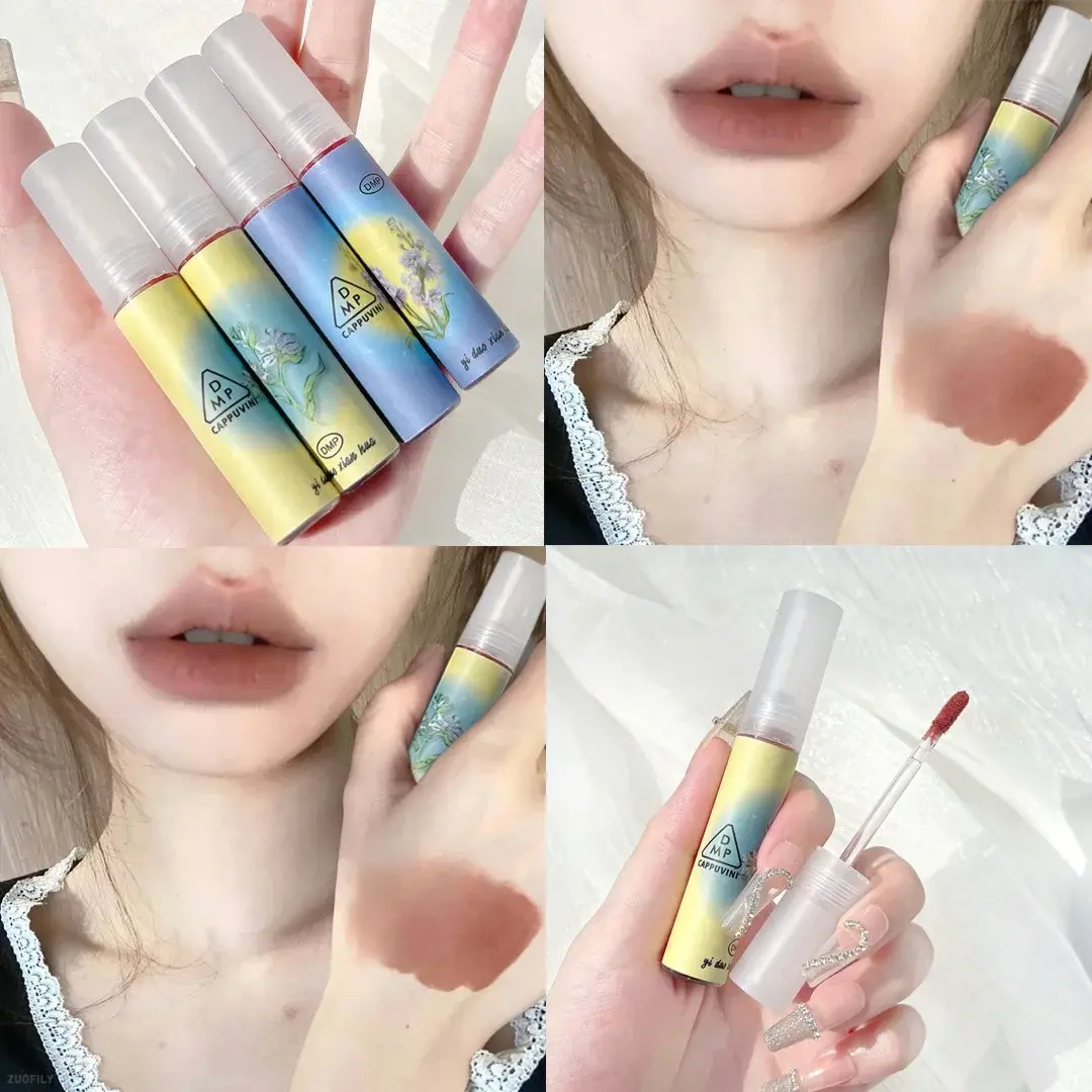 Rose Pink Matte Lip Glaze Velvet Liquid Lipstick Pigment Lasting Water Proof Lip Gloss Cosmetics Sexy Red Lip Tint Makeup Korean
