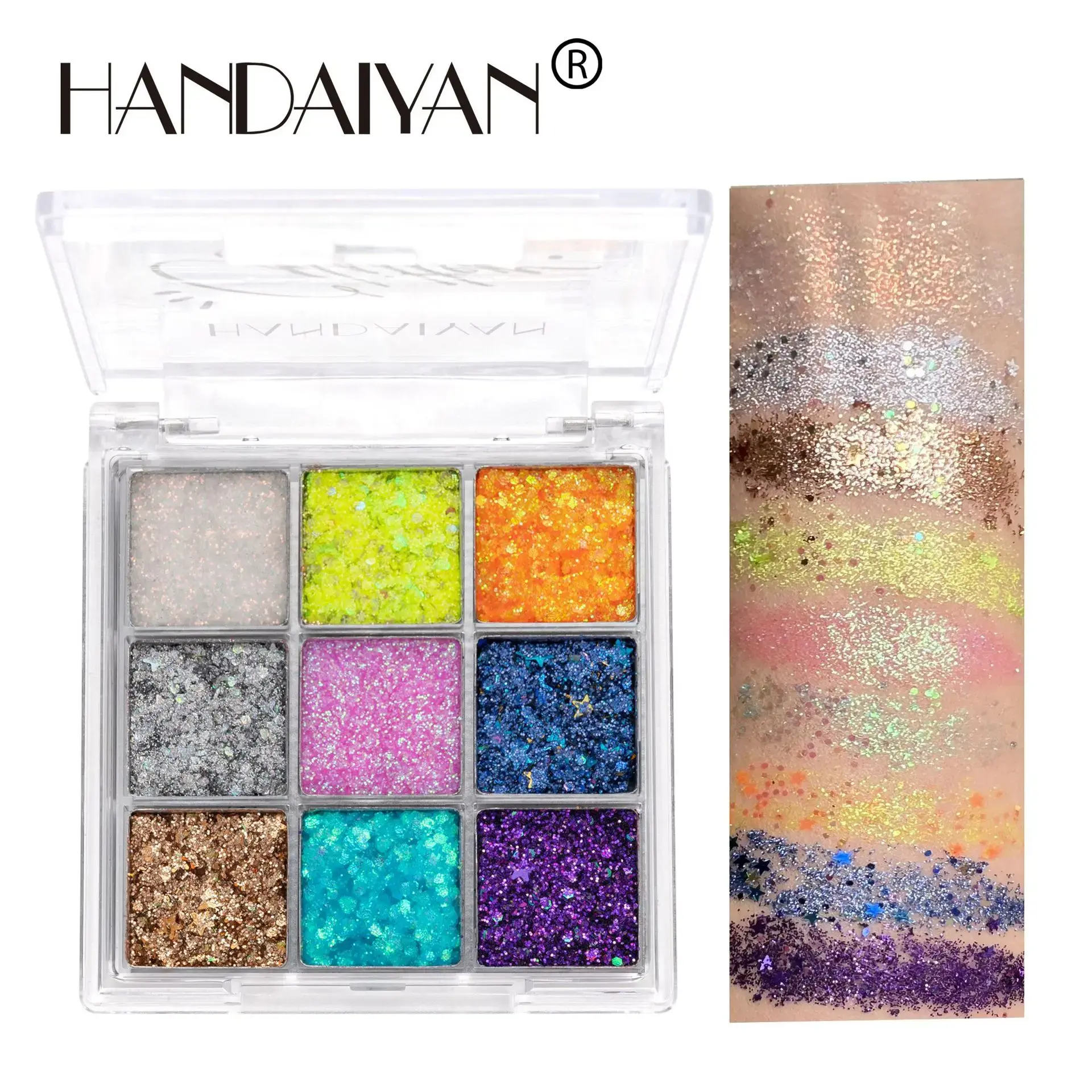 Sparkling Glitter Eyeshadow Palette Waterproof Big Sequins Shimmer Eyeshadow Gel Shiny Metallic Eyes Pigments Festival Makeup