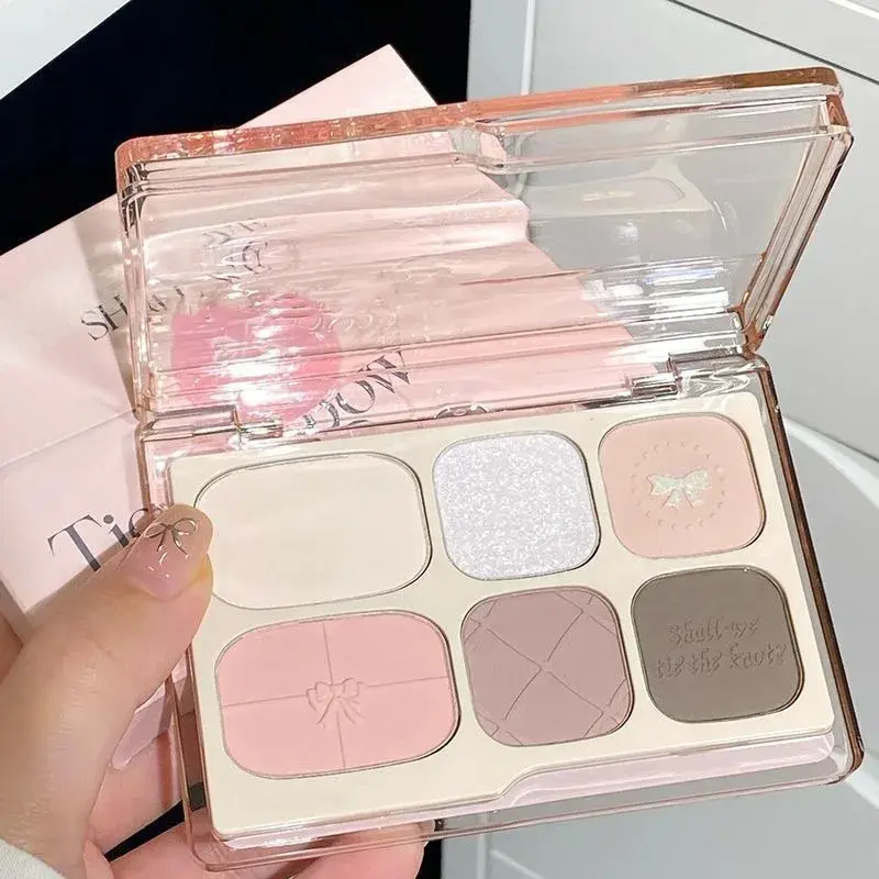 6-Color Low Saturation Eyeshadow Palette Matte Waterproof Milk Tea Brown Pink Lasting Natural Eyes Makeup Korean Cosmetics New