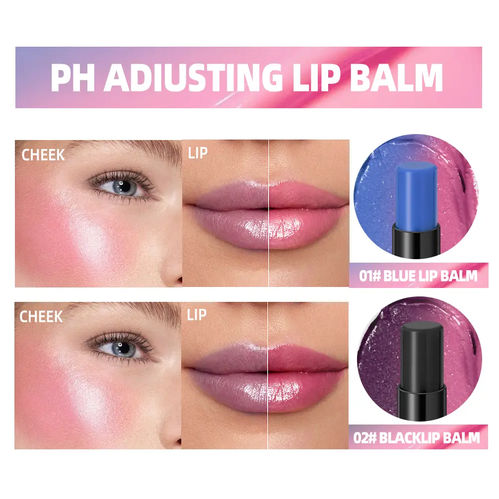 Blue To Pink Temperature Changing Lipstick Colored Lip Balm Moisturizing Lip Tint Long Lasting Waterproof Change Color Lipstick