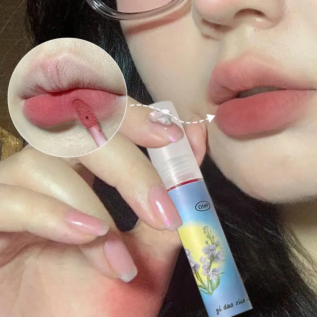 Rose Pink Matte Lip Glaze Velvet Liquid Lipstick Pigment Lasting Water Proof Lip Gloss Cosmetics Sexy Red Lip Tint Makeup Korean