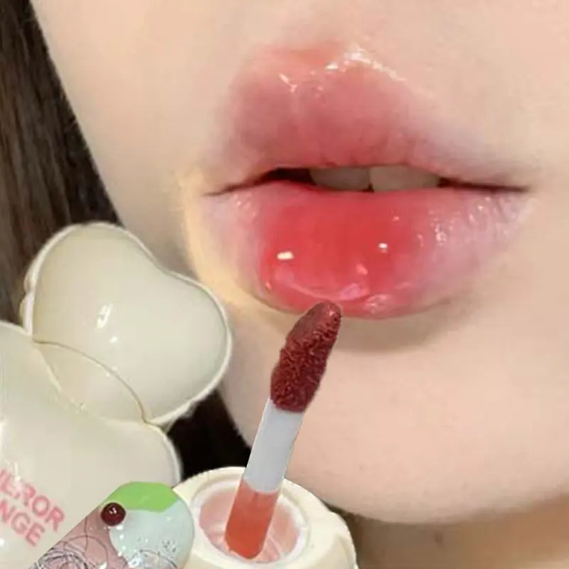 Peach Heart Water Gloss Mirror Lip Gloss Low-saturation Pink Liquid Lipstick Waterproof Non-Stick Cup No Fade Lip Tint Makeup
