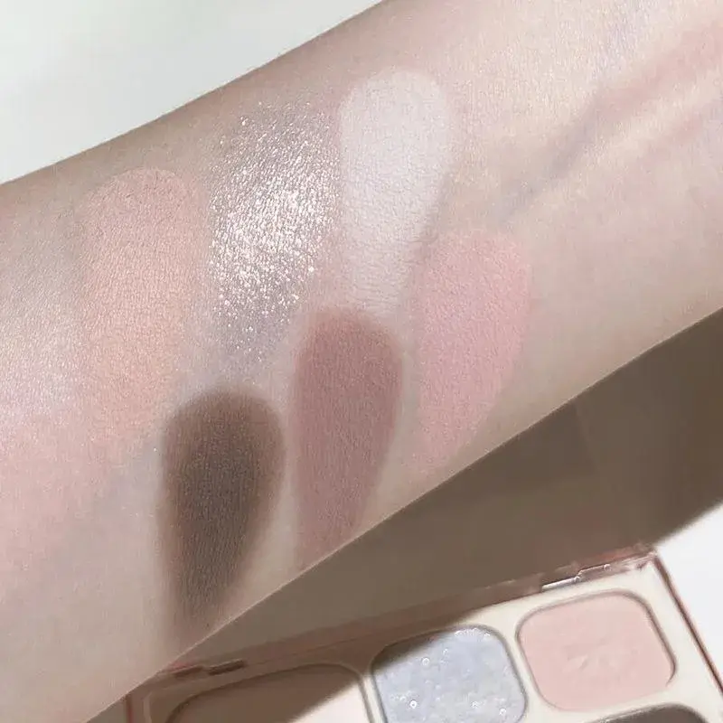 6-Color Low Saturation Eyeshadow Palette Matte Waterproof Milk Tea Brown Pink Lasting Natural Eyes Makeup Korean Cosmetics New