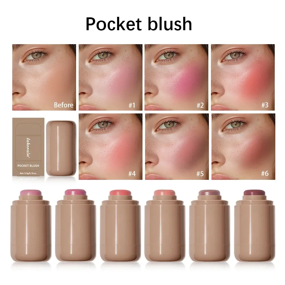 Creamy Bronzing Blush Stick Hydrating Waterproof Lipstick Cheek Tint High Pigment Multi-tone Soft Mauve Matte Rouge Contour