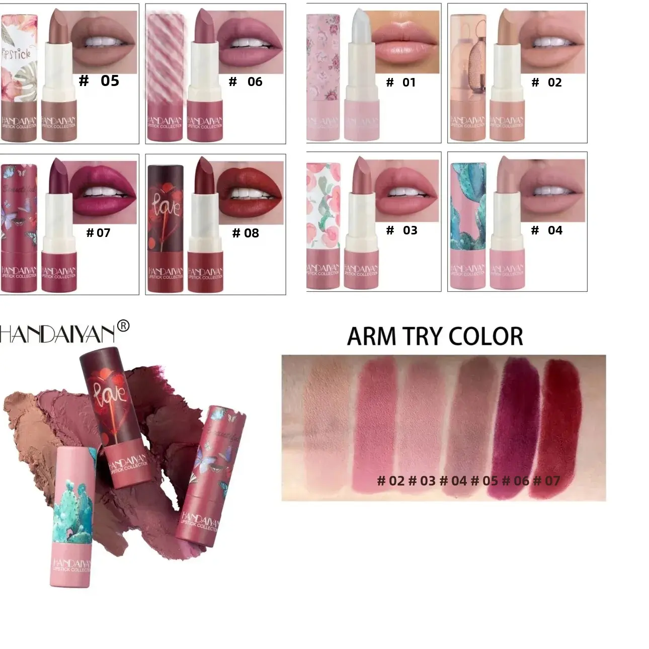 8 Colors Velvet Finish Lipstick Waterproof Long Lasting Moisturizing Non Stick Cup Nude Pink Red Lip Makeup Cosmetics