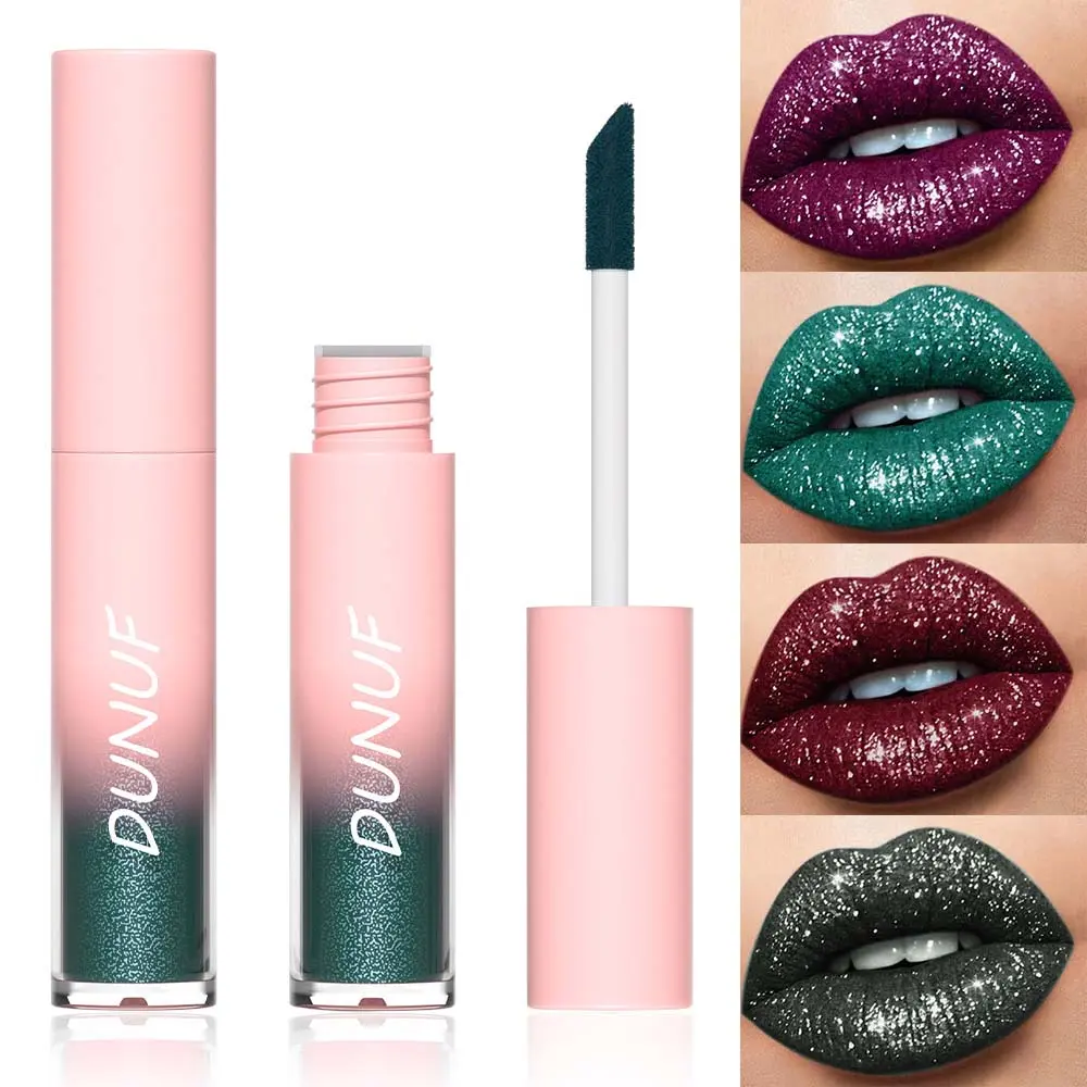 Sexy Latin Dance Makeup Waterproof Diamond Shimmer Glitter Lip Gloss 18 Colors Pearl Glitter Liquid Lipstick Sparkle Lip Tint