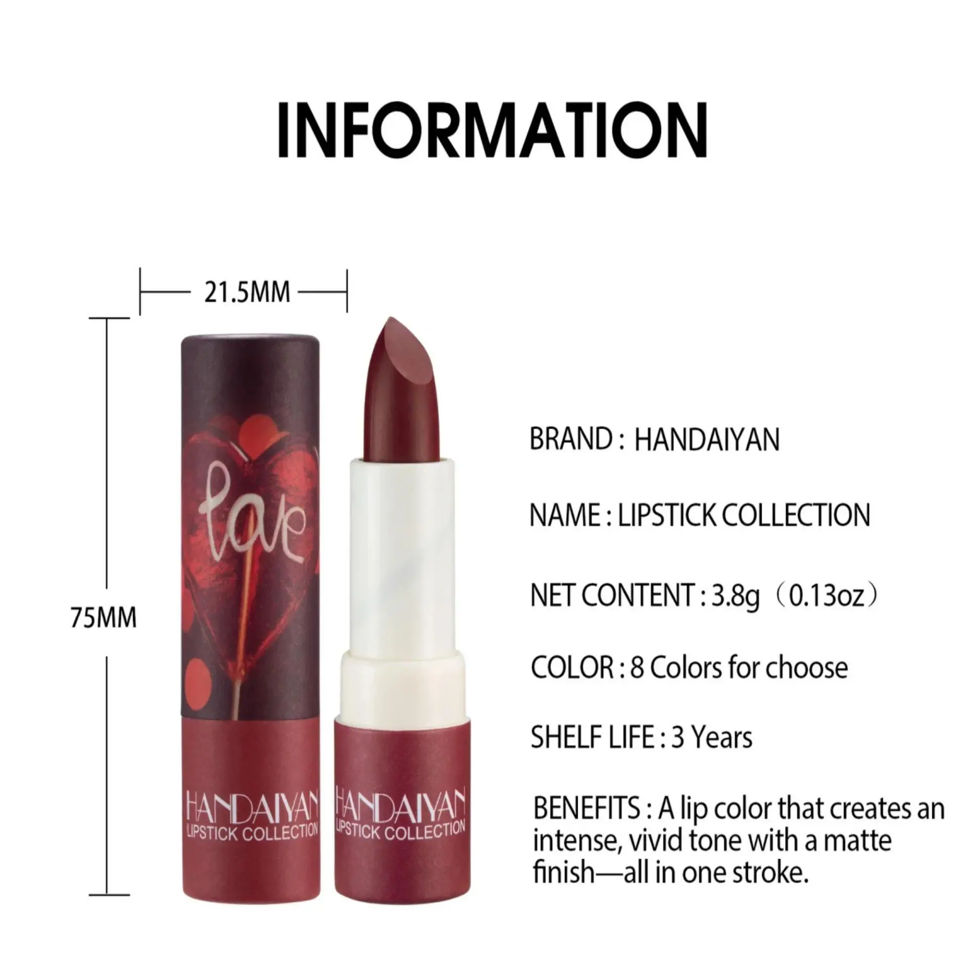 8 Colors Velvet Finish Lipstick Waterproof Long Lasting Moisturizing Non Stick Cup Nude Pink Red Lip Makeup Cosmetics