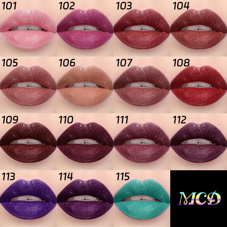 15 color Glitter Lip Glaze Long Lasting Waterproof Liquid Lipstick Dewy Finish Lip Oil Lip Tint makeup Pearl lip gloss Cosmetic