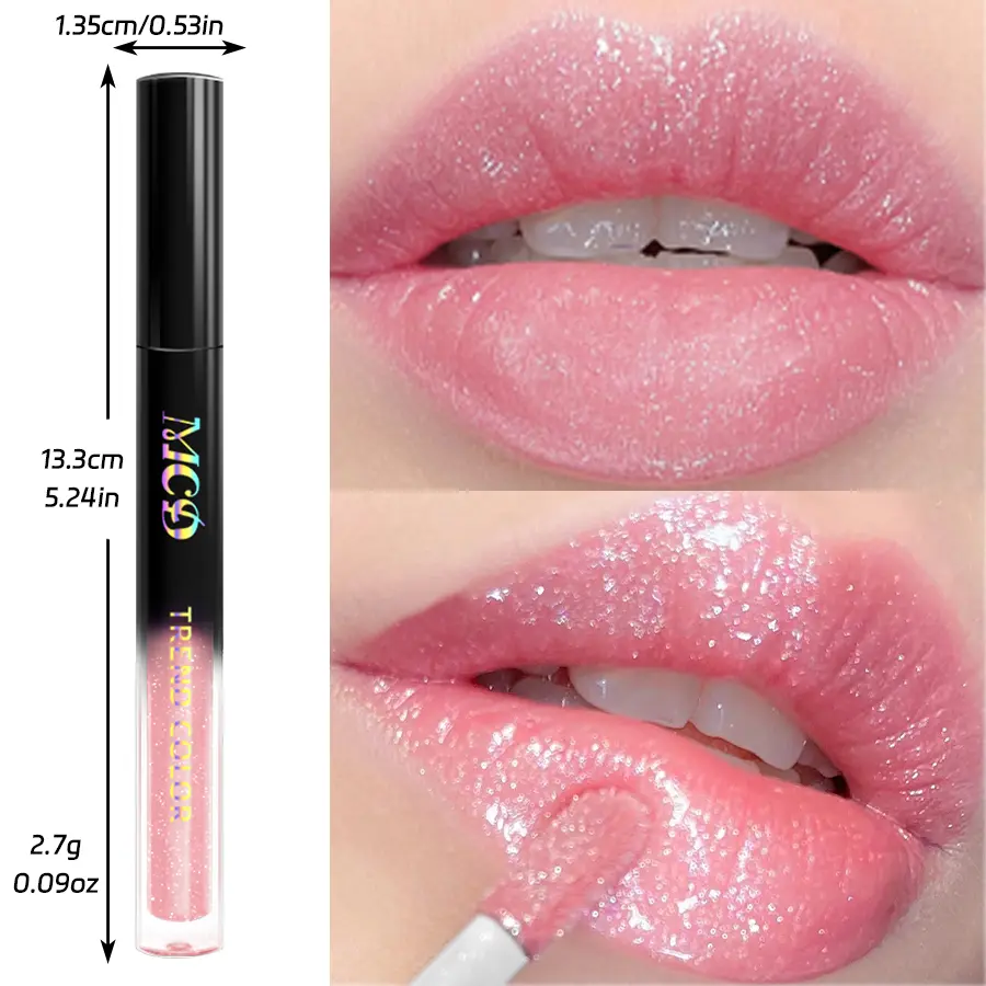 15 color Glitter Lip Glaze Long Lasting Waterproof Liquid Lipstick Dewy Finish Lip Oil Lip Tint makeup Pearl lip gloss Cosmetic