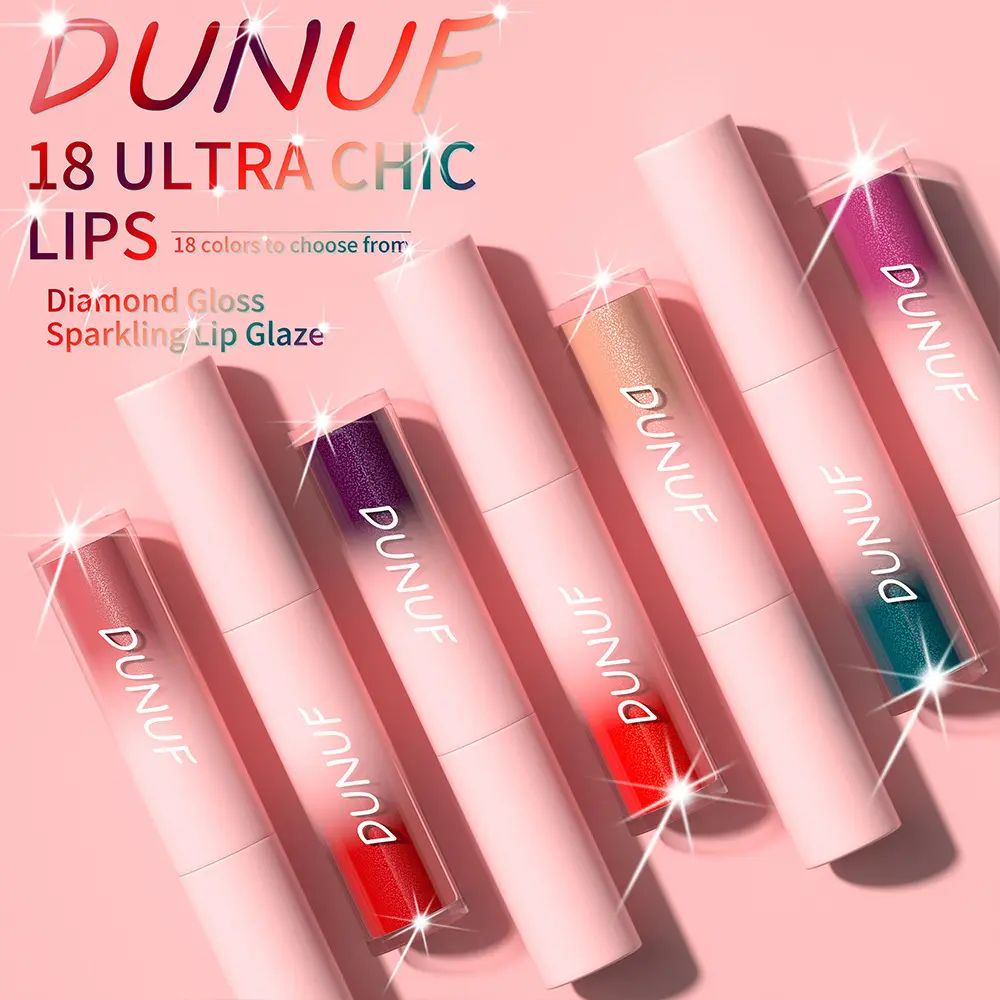 Sexy Latin Dance Makeup Waterproof Diamond Shimmer Glitter Lip Gloss 18 Colors Pearl Glitter Liquid Lipstick Sparkle Lip Tint