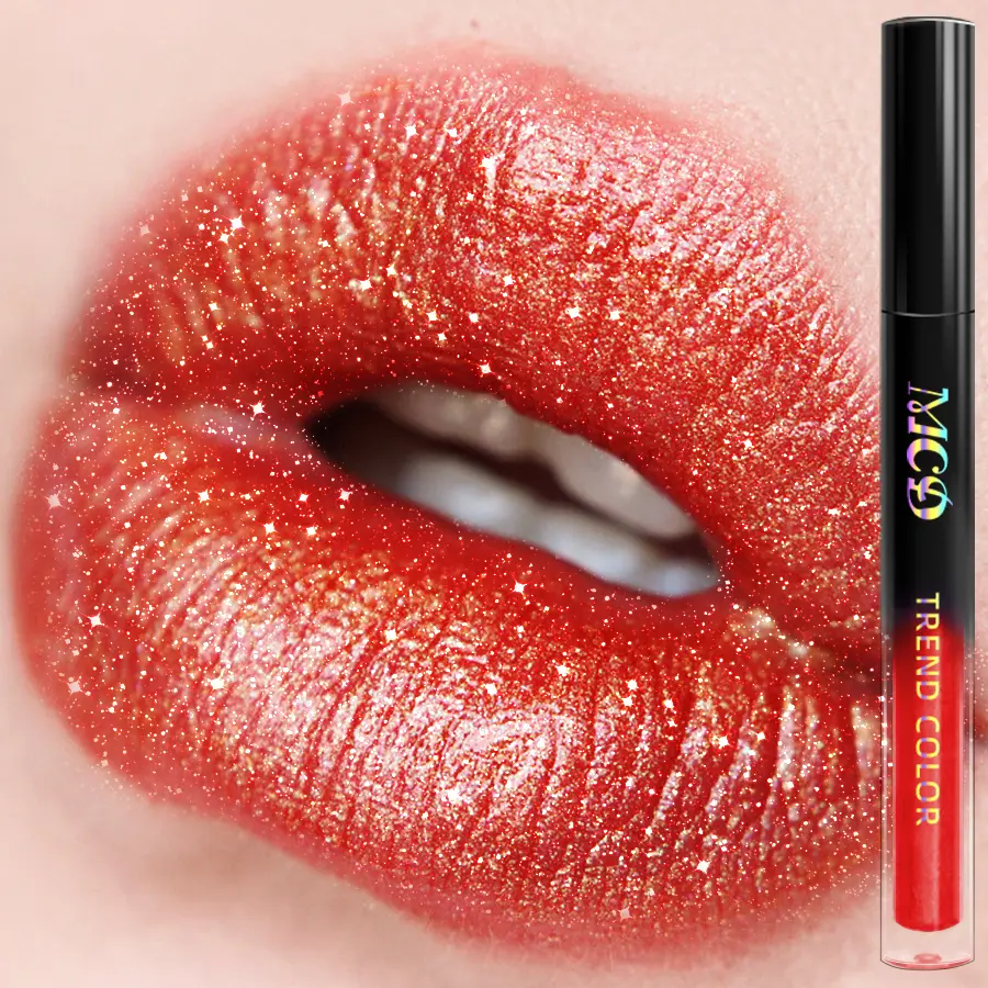 15 color Glitter Lip Glaze Long Lasting Waterproof Liquid Lipstick Dewy Finish Lip Oil Lip Tint makeup Pearl lip gloss Cosmetic
