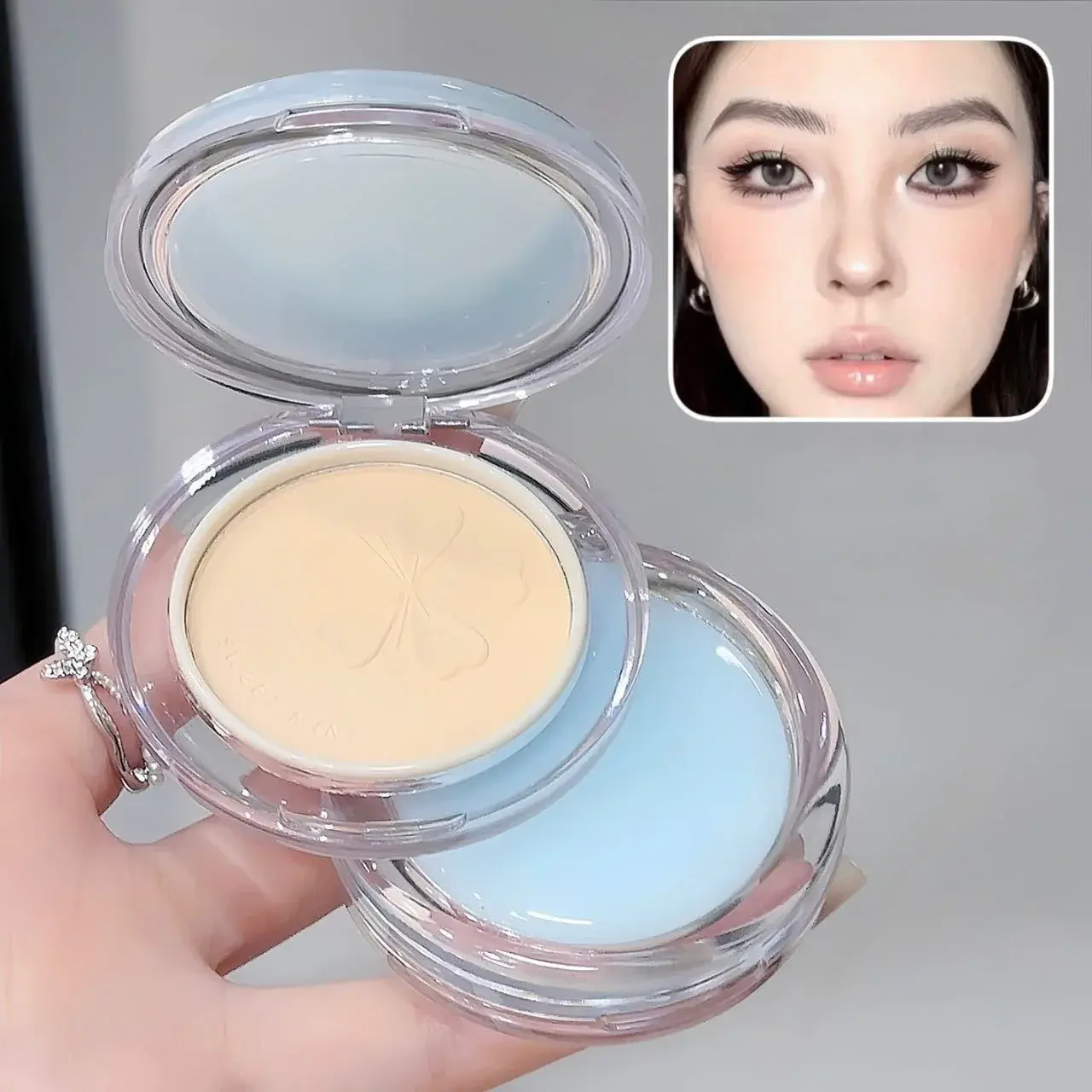1Pc Matte Oil Control Pressed Powder Waterproof Concealer Pressed Setting Powder Lasting High Gloss Brighten Face Korean Makeup