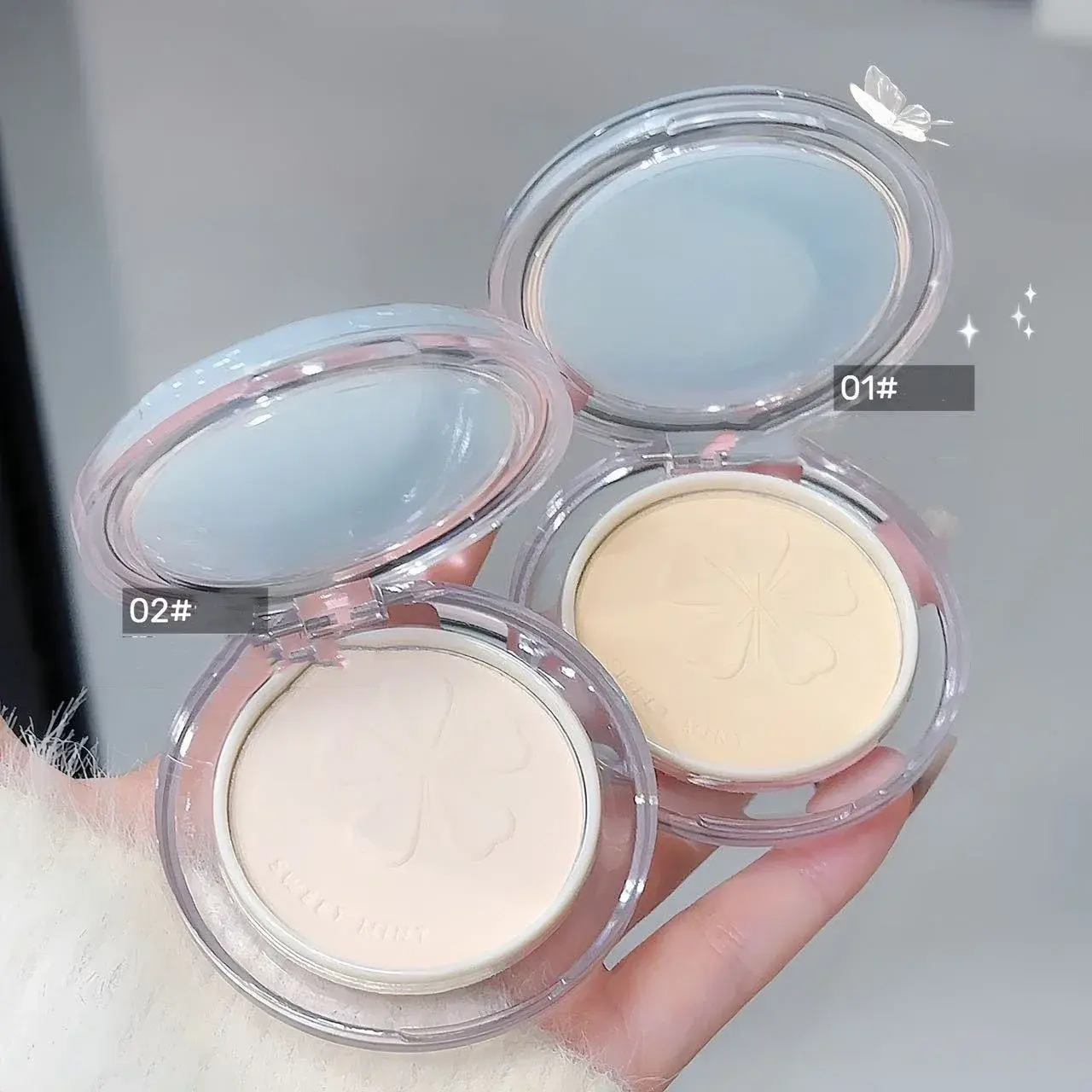 1Pc Matte Oil Control Pressed Powder Waterproof Concealer Pressed Setting Powder Lasting High Gloss Brighten Face Korean Makeup