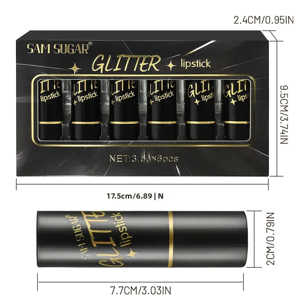 Shimmer Metallic Lipstick Set Waterproof Glitter High Pigment Shiny Sparkling Pearl Lipgloss Long Lasting Makeup