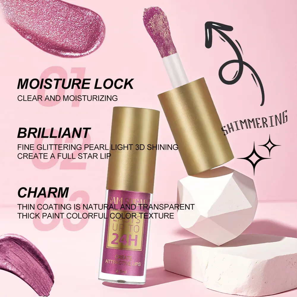 6 Colors Chameleon Lip Gloss Long Lasting Waterproof Non Stick Cup Sweat Proof Pearl Shine Lipstick For Women  makeup Cosmetics