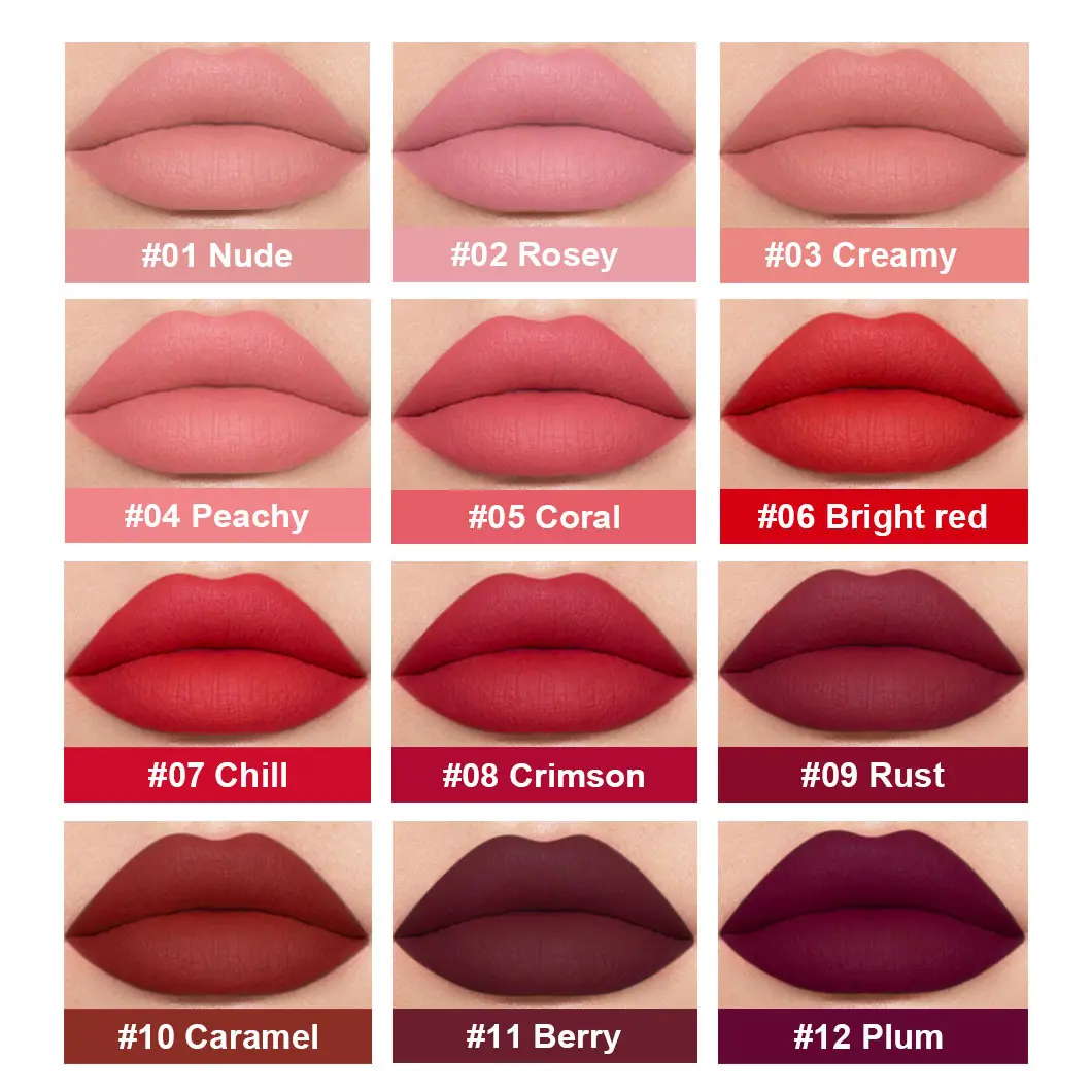 Velvet Matte 3pcs Lip Gloss Set Non Sticky Red Lip Glaze Hydrating Long Lasting Liquid Lipstick Not Fade Waterproof makeup