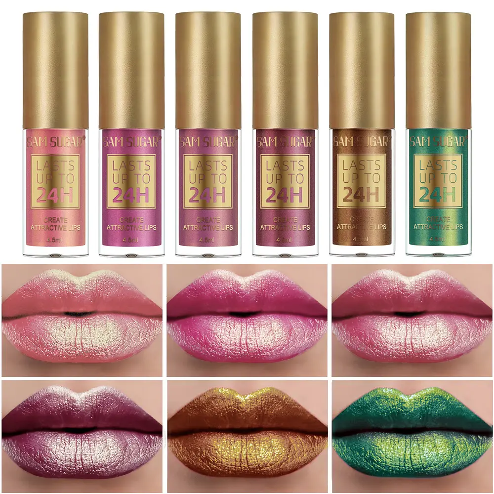 6 Colors Chameleon Lip Gloss Long Lasting Waterproof Non Stick Cup Sweat Proof Pearl Shine Lipstick For Women  makeup Cosmetics