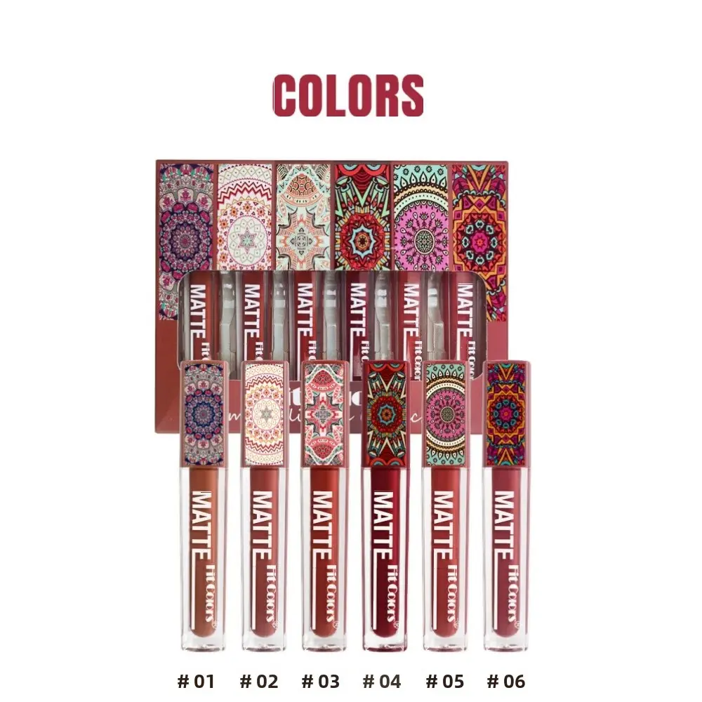 Matte Velvet Long Lasting Lip Gloss Waterproof Liquid Lipstick Bohemian Style Earth Brown Non Stick Cup Clay Texture Set
