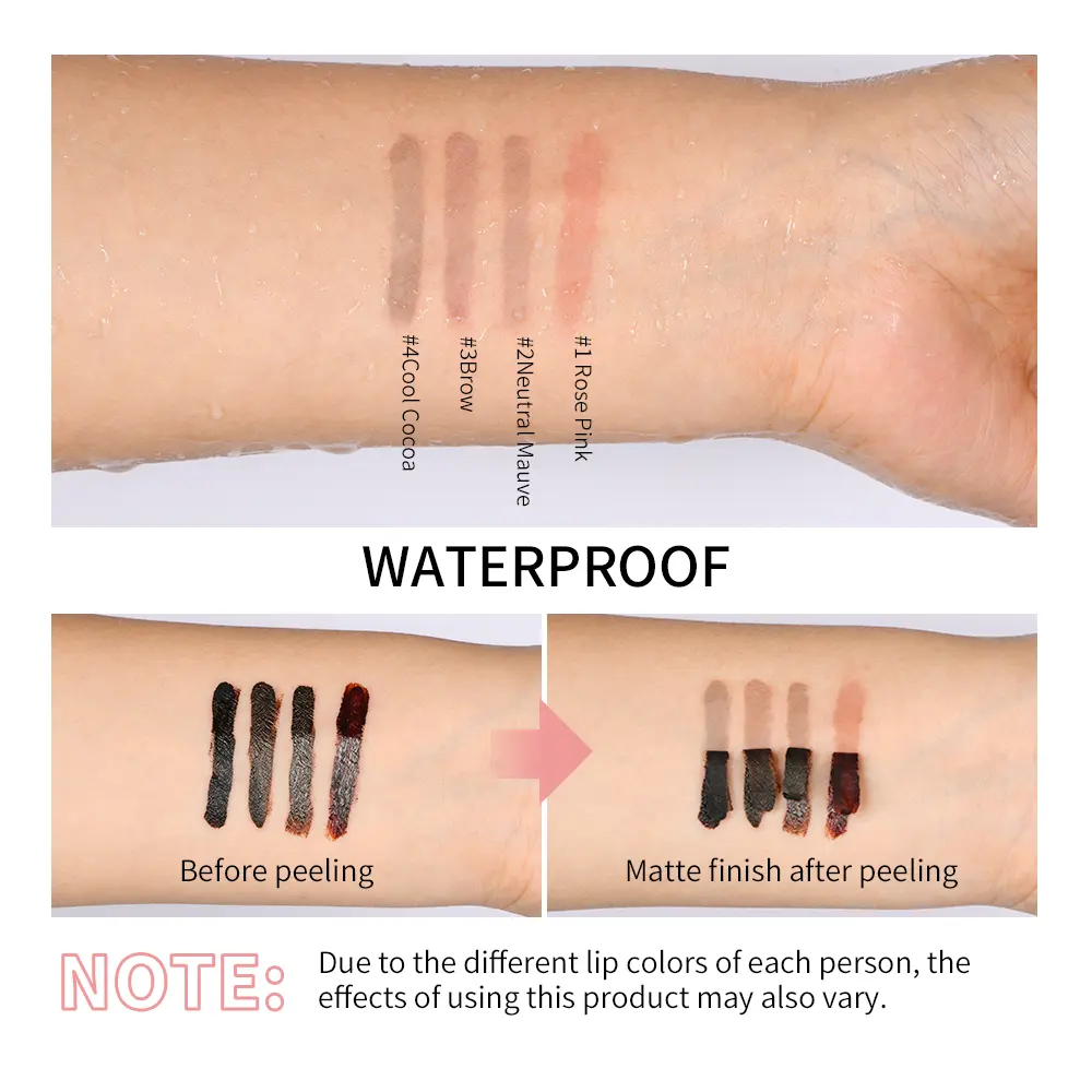 4colors Highly Pigmented Lip Liner Tattoo Matte Peel Off Enhance Lip Liner Lasting Lip Stain Waterproof Transfer-proof Lipstick