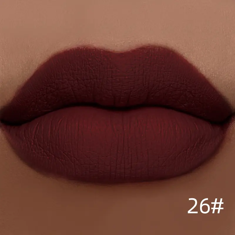 QIBEST Matte Liquid Lipstick Lip Makeup Nude Lip Gloss Waterproof Lipgloss Dark Red Black Lipstick Long lasting Lip Tint Glaze